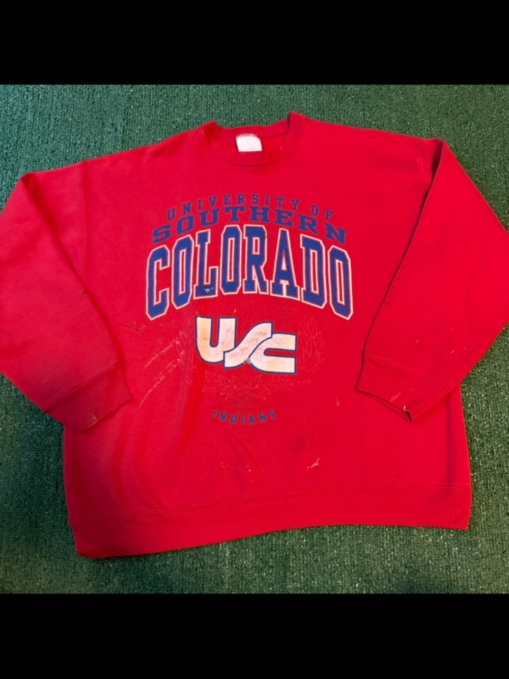 Vintage University of Southern Colorado USC Indians Red Crewneck Sweatshirt XL